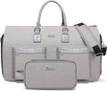 Convertible Garment Bag with Toiletry Bag, Modoker Carry on Garment Duffel Bag for Men Women - 2 in 1 Hanging Suitcase Suit Travel Bags, Light Grey