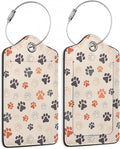 2 Pack Luggage Tags for Suitcase,Dog Cat Paws Leather Luggage Tag Bag Tags Identifiers Privacy Cover Id Label with Steel Loop for Women Men Girls Boys Travel