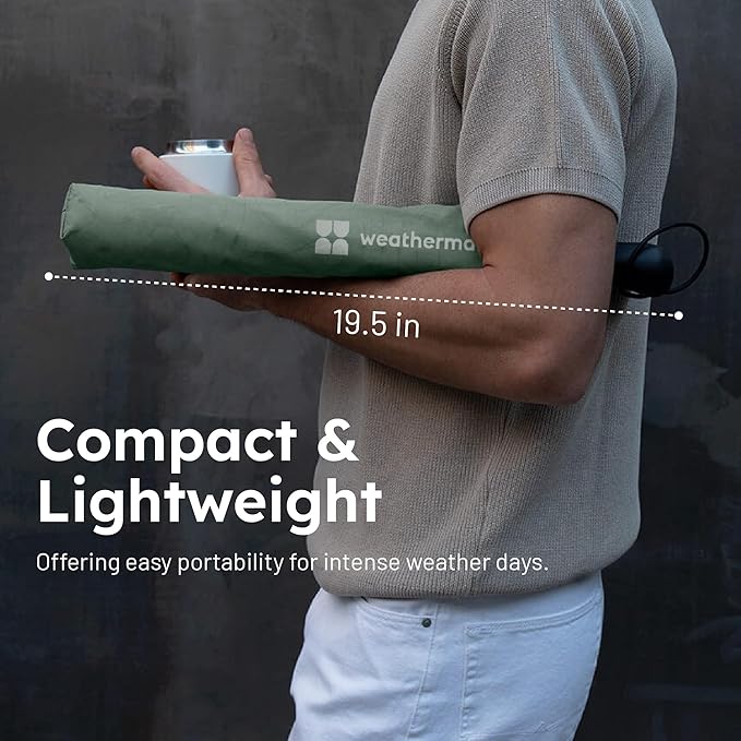 Weatherman - Premium Collapsible Small Travel Umbrella - Windproof, Resists Up to 55 MPH Winds - Compact, Portable, Easy Auto Open with Strong Fiberglass Frame - Folding Umbrella for Rain and Wind (Steel Blue)