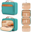 Travel Hanging Toiletry Bag for Women, Cruise Ship Essentials, with Jewelry Organizer, Extra Large Makeup Dopp Kit, Waterproof Cosmetic Bags, Toiletries Kit Set with Trolley Belt, Blue