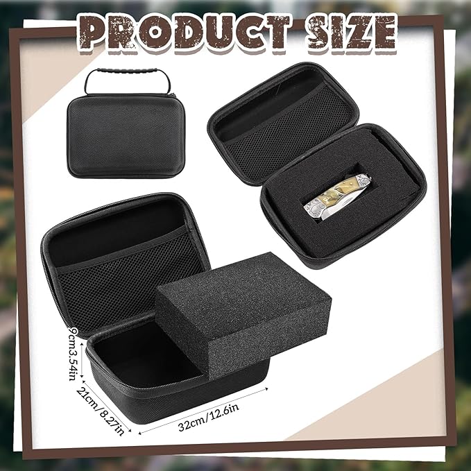 EVA Hard Case with Customizable Foam Protective EVA Carrying Case Shockproof Outdoor for Camera, Digital Products, Electronic Instruments with Knife(Black,12.6 x 12.2 x 3.5 Inch)