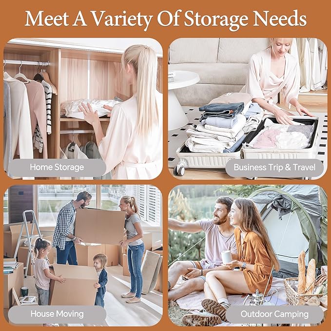 Vacuum Storage Bags for Clothing Travel, 10 Pack Vacuum Bags with Wireless Charging Air Pump(2 Large+4 Medium+4 Small), Compression Packing for Clothes Blanket Suitcase Luggage