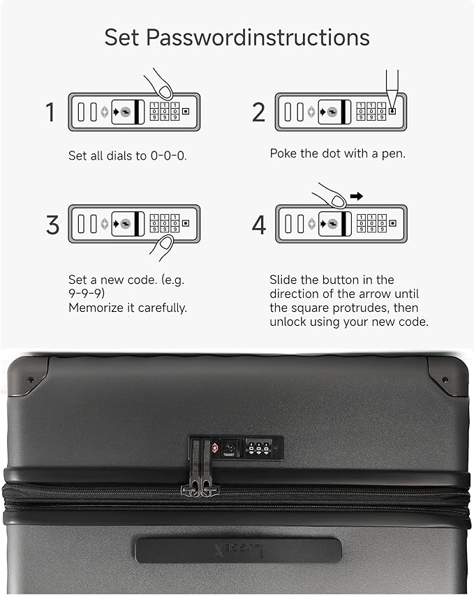 LUGGEX Luggage with Spinner Wheels, Polycarbonate Expandable Hard Shell Suitcase, 3 Piece Set, Navy