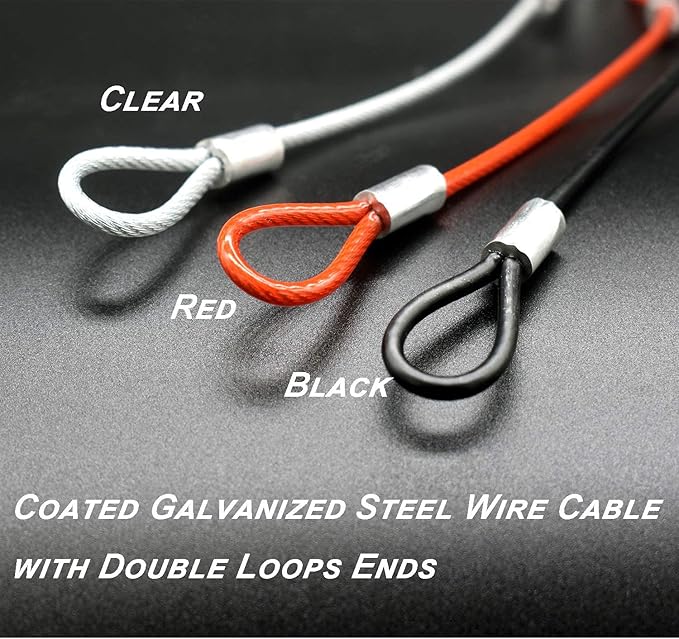 15 pcs 7.9 inch(20cm) 3mm Thickness Stainless Steel Wire Cable with Loops Vinyl Cover Coated Short Rope Lanyard Lock Safety Tether Chains,Clear