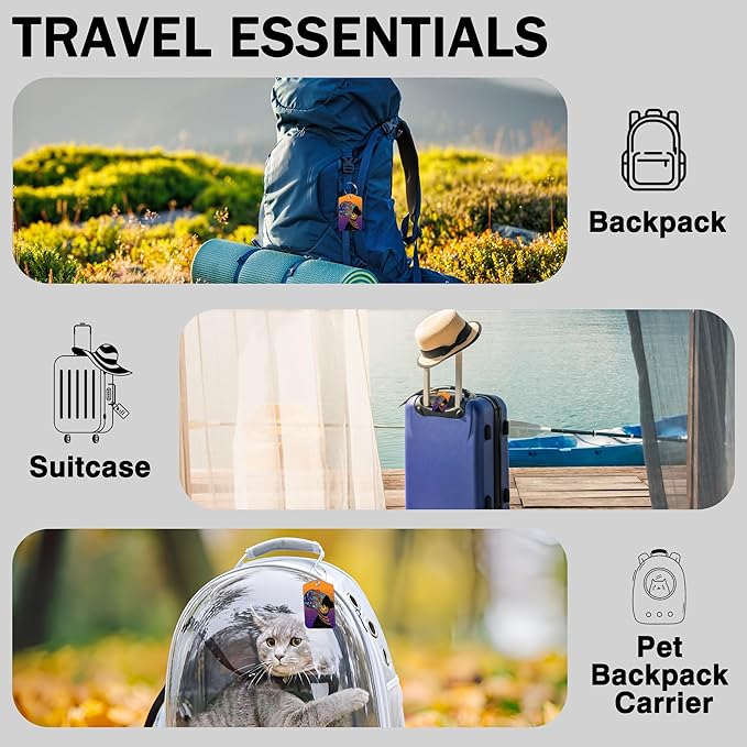 Set of 2 Luggage Tags for Suitcases Silhouette of African Woman Leather Suitcase Tags Identifiers with Privacy Name Address Label and Stainless Steel Loop for Women Men Travel Luggage Accessories