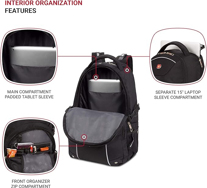 SwissGear 3258 Laptop Backpack, Black, 18.5-Inch