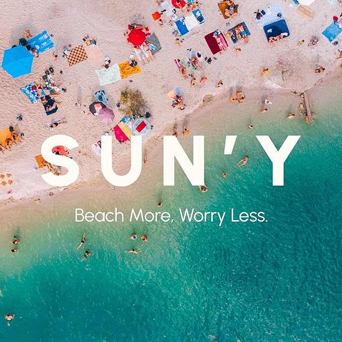 SUN'Y Waffle Microfiber Beach Towel – Sand Free, Quick Dry, Ultra Absorbent, Lightweight & Compact Travel Towel with Carry Bag - Large (63” x 31.5”), Laguna