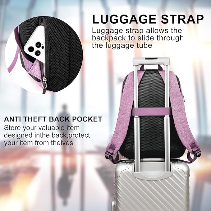 School Backpack for Teen Girls, Cute College Backpacks for Women Students Aesthetic Bookbag Large 15.6 Inch Laptop Bag Middle School Back Pack, Pink
