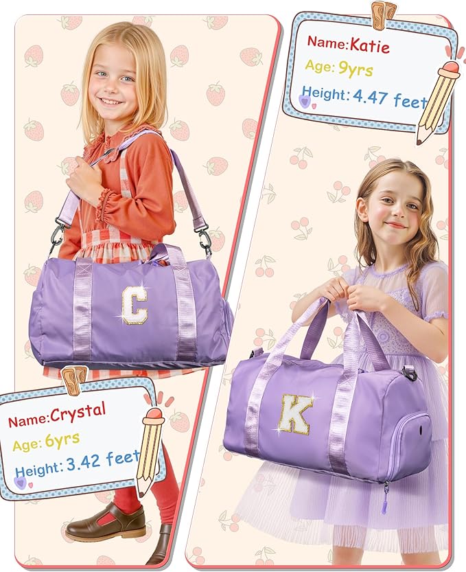 Granddaughter Gift from Grandmom-Girl Gym Bag with Shoe Compartment, Kid Personalized Weekender Overnight Bags, Initial Travel Tote with Makeup Pouch, Easter Gifts for Teen (Letter C)