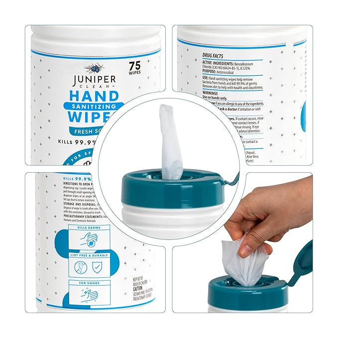 1 Pack Hand Sanitizing Wipes, Alcohol Free 75 Count Canister Disposable Hand Sanitizer Wipes, Fresh Scent, Lint Free & Durable