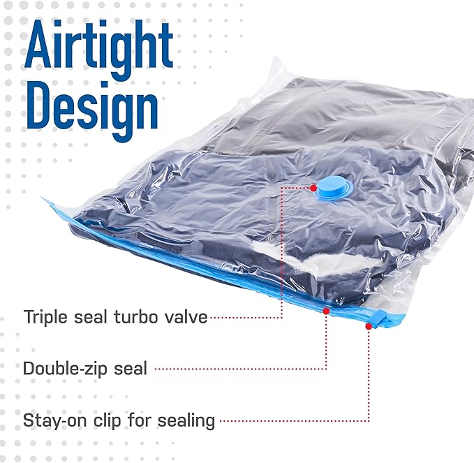 10 Pack Medium Vacuum Storage Bags for Comforters, Blankets & Clothes – Vacuum Sealed Compression Bags with Hand Pump – Space Saver Storage Bags for Bedding, Moving, Travel & Organization
