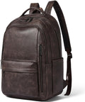 30L Business Laptop Backpack for Women Men, Travel Work Backpack Purse Faux Leather College Bookbag fits 15.6" Laptop - Coffee