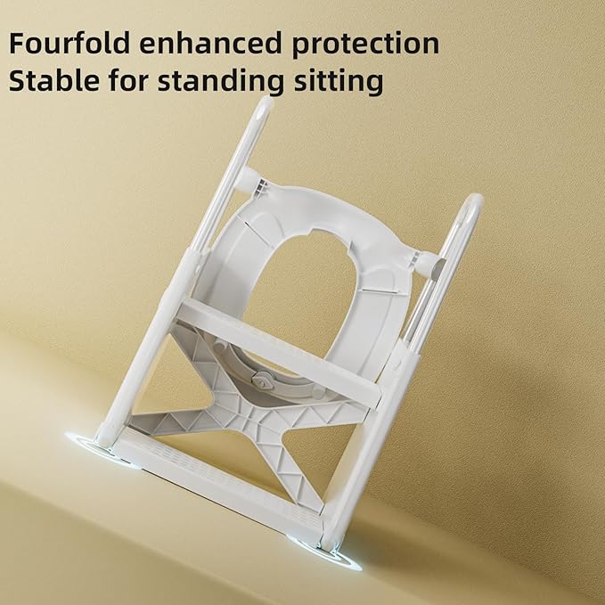 3-in-1 Adjustable Toddler Step Stool & Potty Seat with Removable Cushion, Splash Guard & Non-Slip Base– Sink and Kitchen Helper for Kids 1-3, Tool-Free Assembly