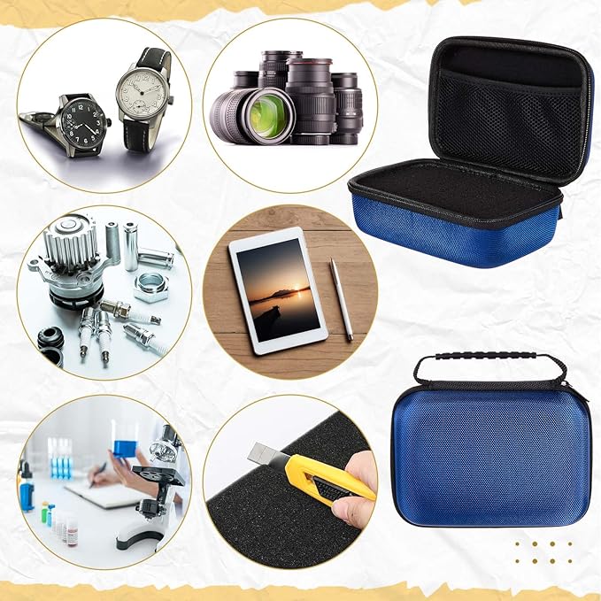 EVA Hard Case with Customizable Foam Protective EVA Carrying Case Shockproof Outdoor for Camera, Digital Products, Electronic Instruments with Knife(Blue,7.1 x 4.7 x 3.1 Inch)