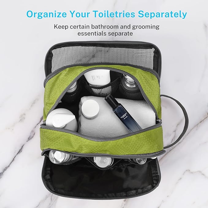 Gonex Travel Toiletry Bag Nylon, Dopp Kit Shaving Bag Toiletry Organizer Green