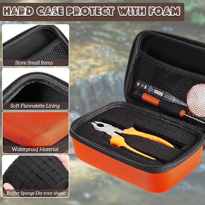 EVA Hard Case with Customizable Foam Protective EVA Carrying Case Shockproof Outdoor for Camera, Digital Products, Electronic Instruments with Knife(Orange,11 x 7.8 x 4.3 Inch)