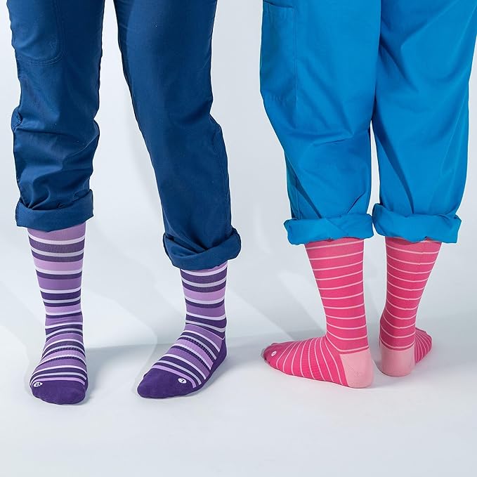 Medical Grade Compression Socks for Men & Women 15-20 mmHg by OrthoSleeve (Pink w/Stripes, Large)