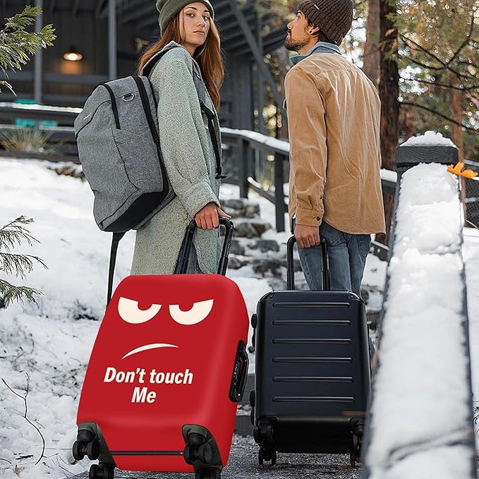 ANNA QUEEN Funny Luggage Cover, Don't Touch Me Red Face Design, Stretchable, Washable Travel Protector for 28-30 Inch Luggage
