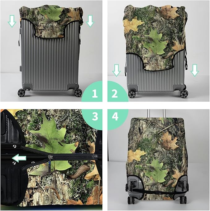 Luggage Cover Plus - Camo Tree Travel Suitcase Cover for 26-28 inch Luggage with Concealed Zipper, Washable Elastic Cloth, Dustproof, Anti-Scratch