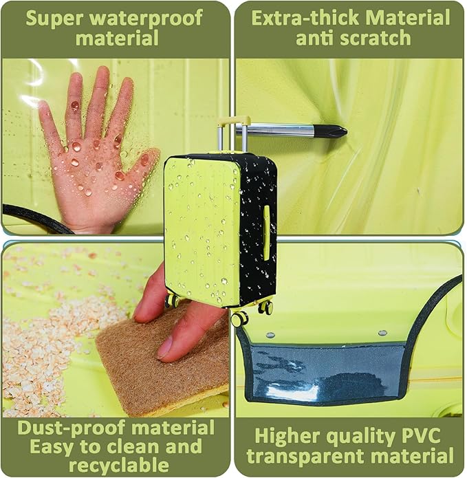 Clear Luggage Cover Protectors For Suitcases,Elastic Transparent waterproof PVC Suitcase Covers Protector Fit 20-30 Inch wheeled Luggage (22")