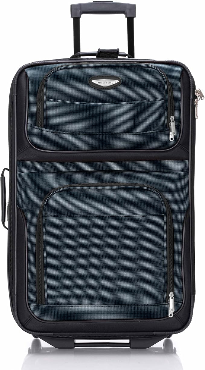 Travel Select Amsterdam 25-Inch Softside Expandable Rolling Upright Luggage, Lightweight 2-Wheel Suitcase with Push-Button Handle, Navy