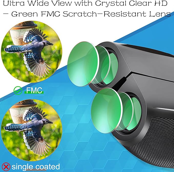 12x25 Compact Binoculars for Adults & Kids, High Powered Lightweight Waterproof Binoculars with Large Eyepiece, Low Light Vision for Bird Watching, Hunting, Travel, and Sightseeing