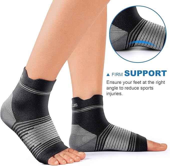 Plantar Fasciitis Sock (6 Pairs) for Men and Women, Compression Foot Sleeves with Arch and Ankle Support, Black, XX-Large