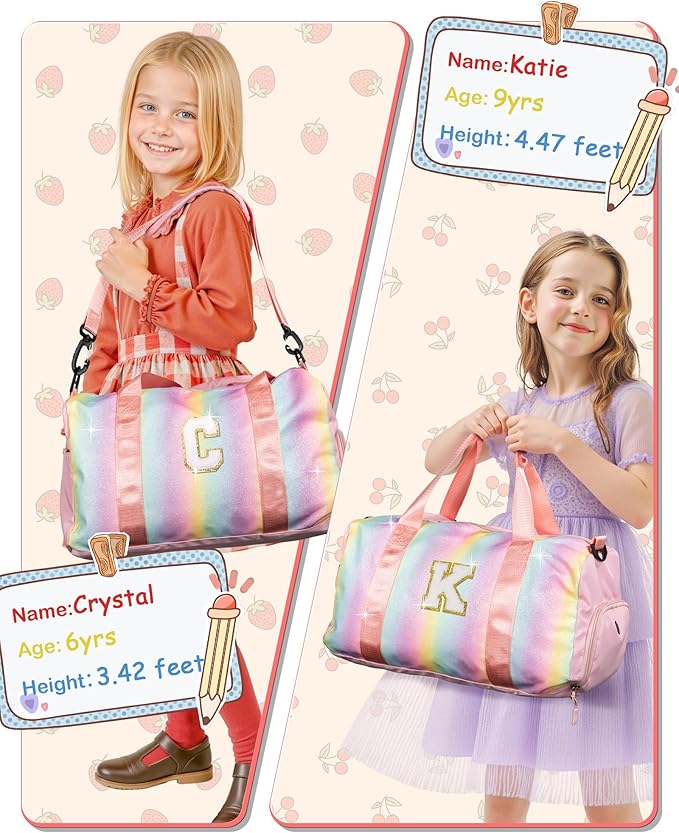 Gifts for Niece-Girl Gym Bag with Shoe Compartment, Kid Personalized Weekender Overnight Bags, Initial Travel Tote with Makeup Pouch, Birthday Gift for Sister Granddaughter (Letter J)