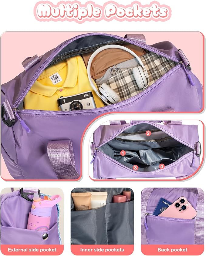 Granddaughter Gift from Grandmom-Girl Gym Bag with Shoe Compartment, Kid Personalized Weekender Overnight Bags, Initial Travel Tote with Makeup Pouch, Easter Gifts for Teen (Letter C)