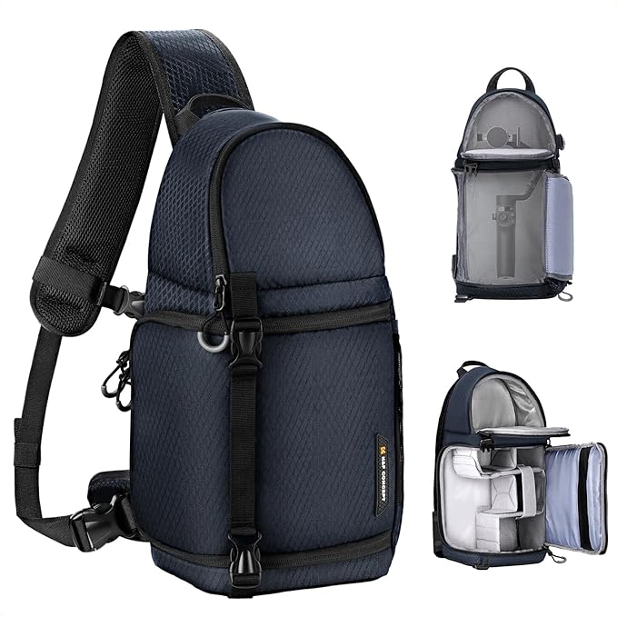 K&F Concept Camera Sling Bag Crossbody Bag Camera Shoulder Backpack DSLR/SLR/Mirrorless Photography Bags Compatible with Canon/Nikon/Sony/Fuji/Gopro/DJI
