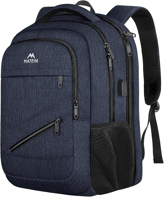 MATEIN Extra Large Laptop Backpack for Men, 50 L Travel Carry On TSA Approved Backpack with USB Port & Trolley Sleeve, Waterproof Business Work Bag Fits 18.4 Inch Computer Notebook, Dark Blue