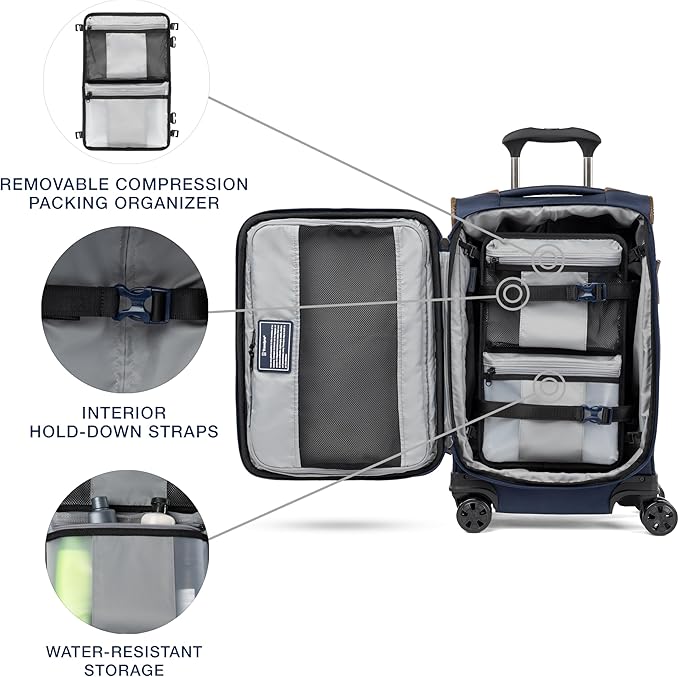 Travelpro Crew Classic Lightweight Softside Expandable Carry on Luggage, 8 Wheel Spinner Suitcase, Men and Women, Carry On 21-Inch, Patriot Blue