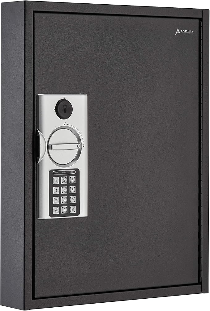 Adiroffice Key Holder Wall Mount - 60 Keys Lock Box with Code, Key Cabinet Wall Mount, Valet Parking Key Box, Car Dealer Key Cabinet - Space Saving Locking Key Box Wall Mount with Digital Lock