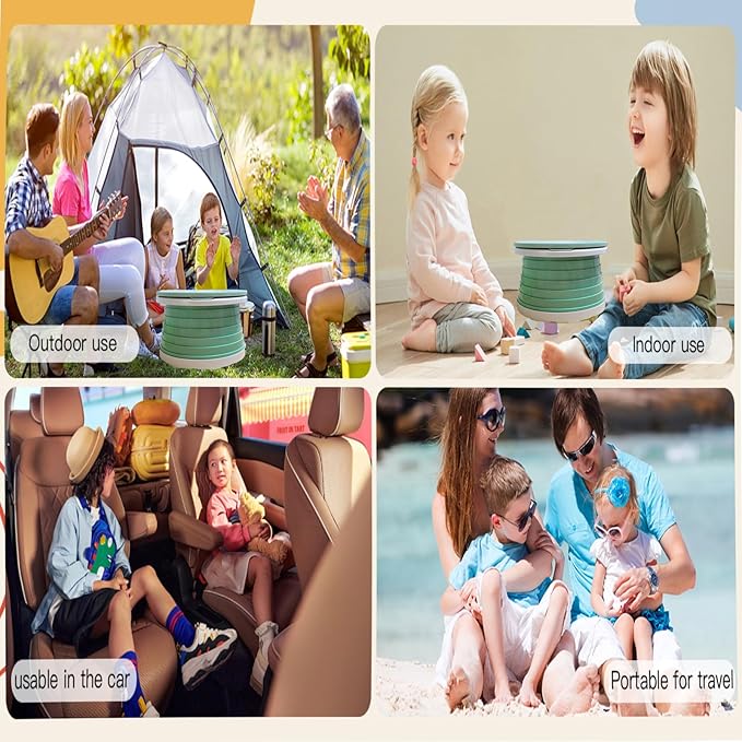 Travel Potty for Toddler, Portable and Foldable Toilet, Apply to Seat Emergency Toilet for Car, Camping, Outdoor, Indoor (green, small)