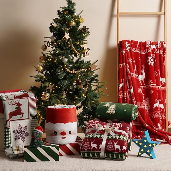 PHF Printed Fleece Blanket King Size, No Shed No Pilling Ultra Soft Plush Cozy Xmas Prints Theme Home Décor Flannel Blanket for Bed, Sofa, Couch and Gift, 108" x 90", Northern Winter
