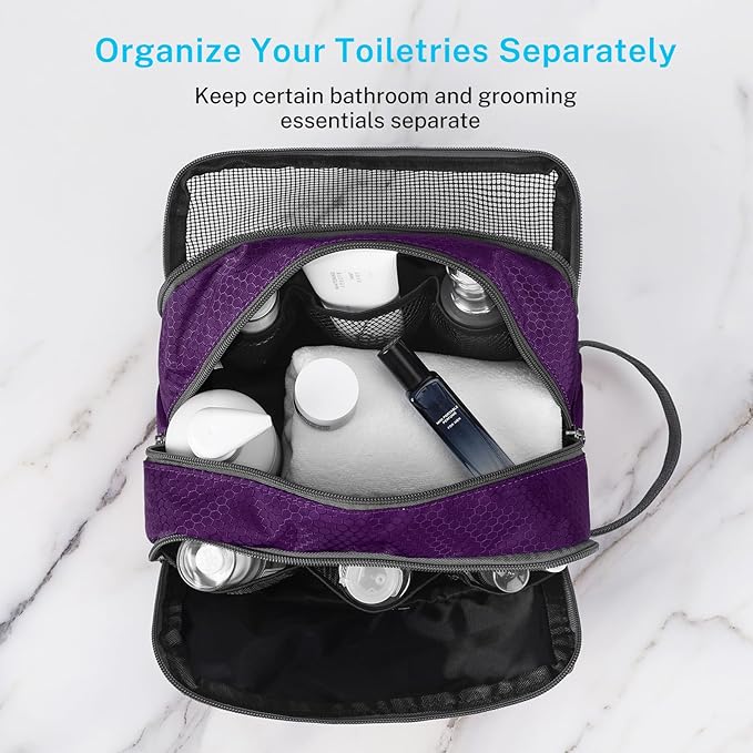 Gonex Travel Toiletry Bag Nylon, Dopp Kit Shaving Bag Toiletry Organizer Deep Purple