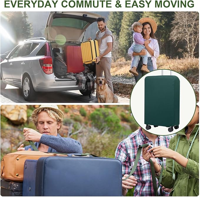 PATIKIL Luggage Cover, Suitcases Covers Elastic Carry on Cover Protector Washable Scratch-Resistant Fits 24-25 Inch Luggage for Travel Business Trips, Dark Green