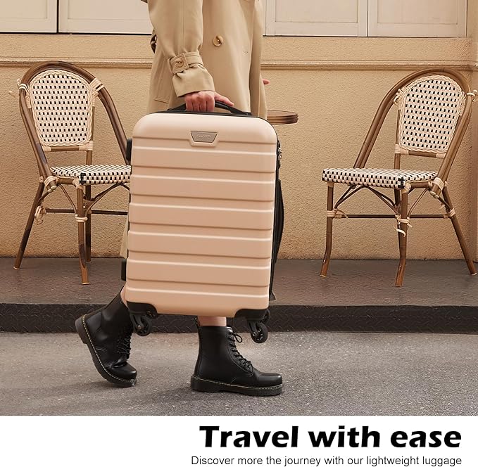 Coolife 3-Piece Lightweight Hardside Spinner Luggage Set with TSA Lock