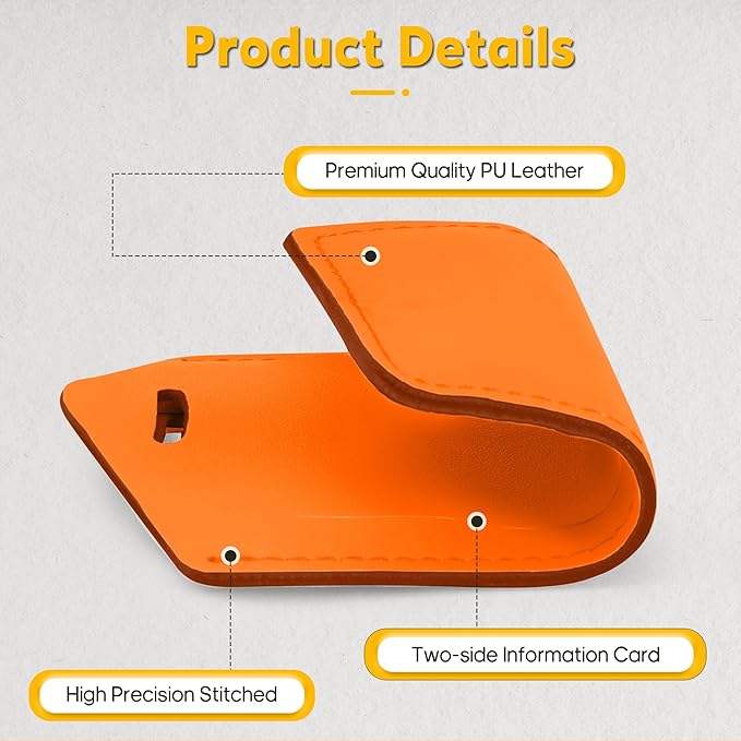 Travelambo Luggage Tags for Suitcases Faux Leather Privacy Protection 2 Pack Bag Tags Travel Accessories Essential, Hot Orange