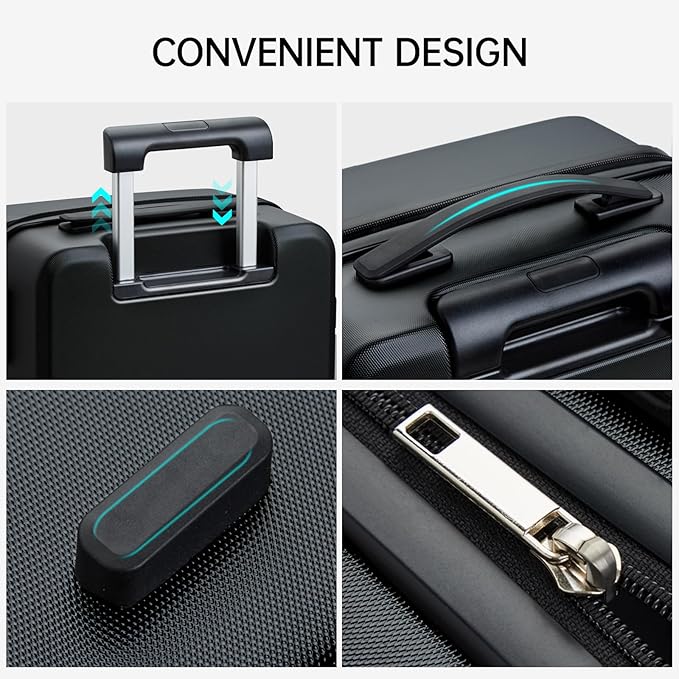 MILADA Carry On Luggage 22x14x9 Airline Approved Hard Shell Suitcases TSA Approved Carry On Luggage With Wheels 20 inch Carry On Suitcase Travel Luggage Carry On Bag, Blackish Green