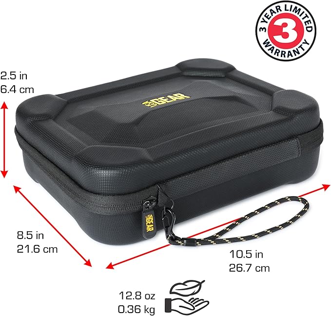 USA Gear Water Resistant EVA Foam Hard Case Compatible with Go Pro Hero13 / Hero12 Charger, Insta360 ONE RS Twin, Insta360 X4-8K & More - Lightweight, Customizable Interior, Mesh Pocket (Case Only)