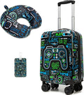 Kids Suitcase Set for Boys Hardside Luggage with Spinner Wheels 2 Piece 16inch Toddler Suitcase for Boys Travel Carry on Luggage Airline Approved