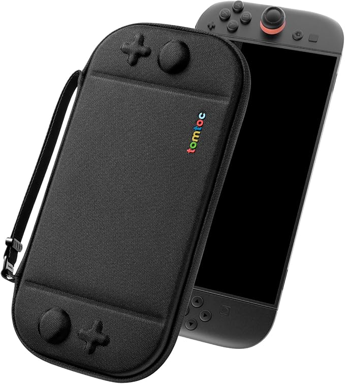 tomtoc Slim Carrying Case for Nintendo Switch 2 Model 2025, Odorless Felt Protective Hard Shell with 12 Game Card Slots, Portable Travel Storage Case with Original Patent and Military Grade Protection