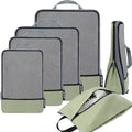 BAGAIL 4 Set/6 Set/8 Set Compression Packing Cubes Travel Accessories Expandable Packing Organizers (Half Mesh, 6-Matcha Green)