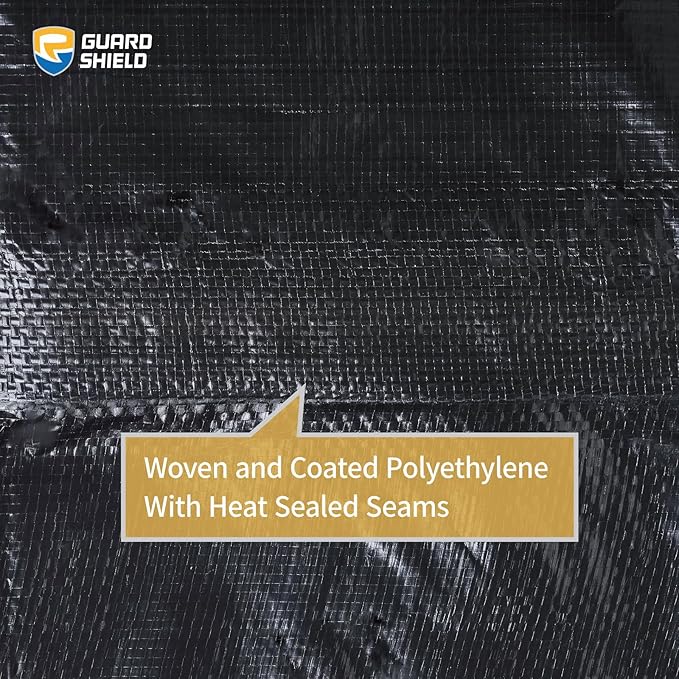 GUARD SHIELD Black Tarp 16x20 Feet Waterproof Tarps Lightweight Camping Tarp Outdoor Multi Purpose Poly Cover 6mil
