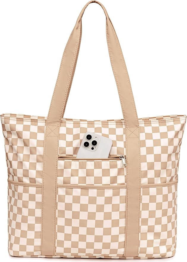 LEDAOU Beach Bags for Women, Beach Bags Waterproof Sandproof, Packable Beach Tote Bag with Zipper Travel Sports