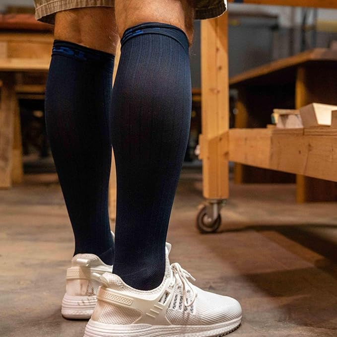 Medical Grade Compression Socks for Men & Women 15-20 mmHg by OrthoSleeve (Navy, Small)