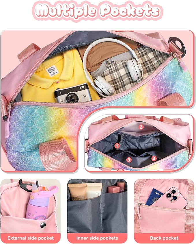 Graduation Gifts for Girls-Girl Gym Bag with Shoe Compartment, Kid Personalized Weekender Overnight Bags, Initial Travel Tote with Makeup Pouch, Gift Ideas for Niece Sister (Letter O)