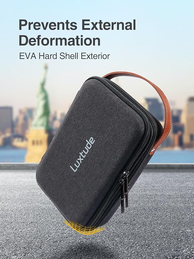 Luxtude Electronics Organizer Travel Case, Tech Organizers Travel Case, Hard Cases for Electronics, Hard Charger Bag, Portable Cable Bag, Travel Essentials for Charger/Mouse/Cash/Card