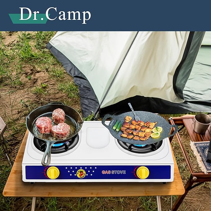 2 Burner Camping Stove with white color